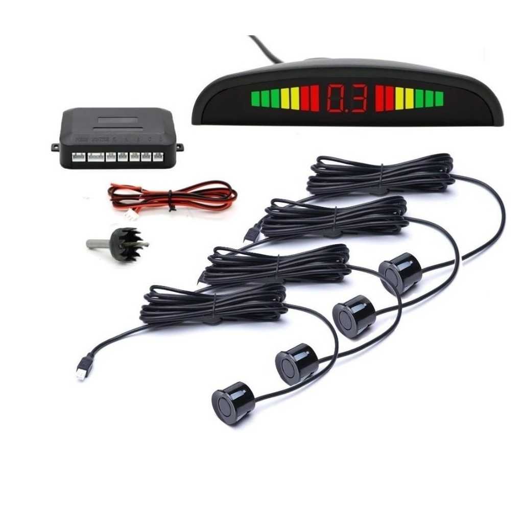 Car Reverse Parking Sensor Set of 4 Black Sensors with LED Display Buzzer and Control Box for Maruti Suzuki New WagonR (2019–Present)