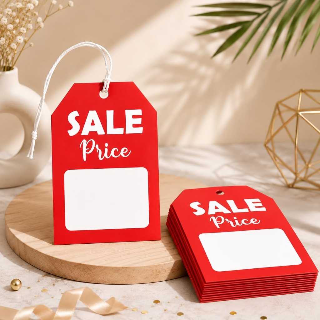 Sale Price Tags with String – 2 × 3 Inch Red/White