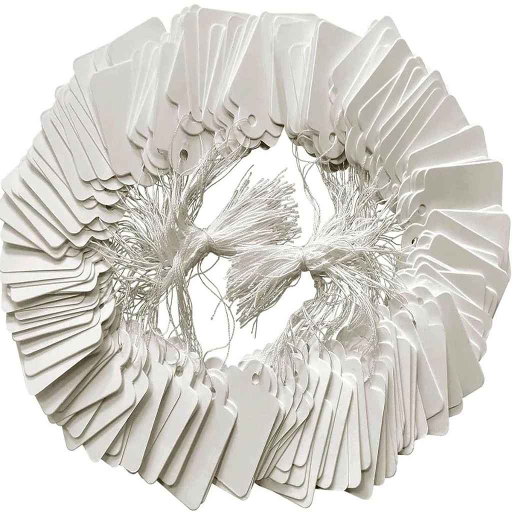 DIY Crafts White Price Display Tags with String – Pack of 100 Pcs